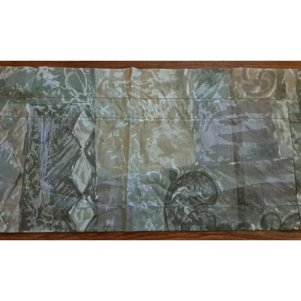 Vintage Window Valance Beige Geometric 90s Southwest Print Elegant 62x12